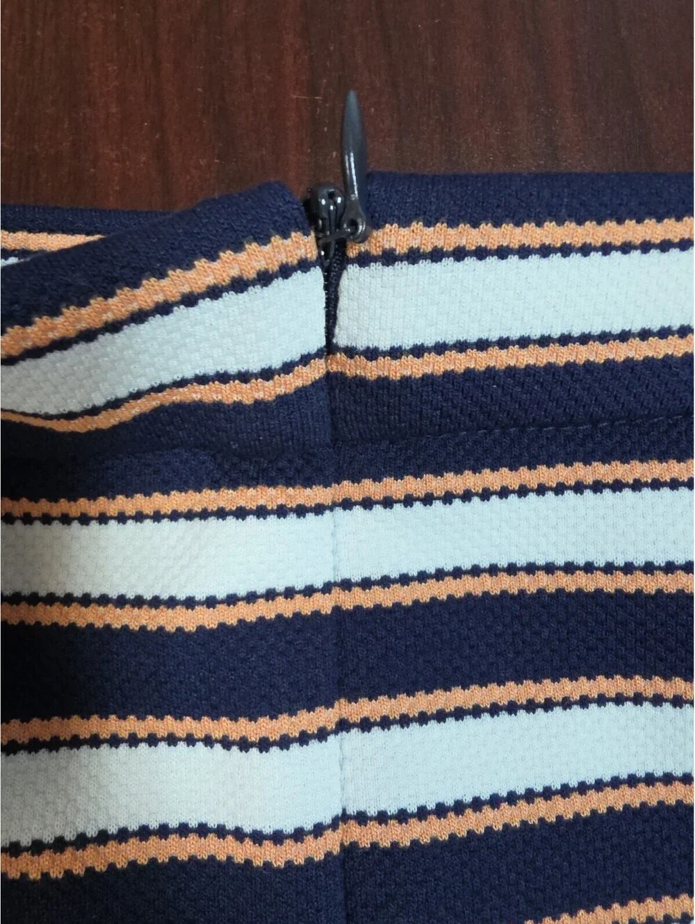 Banana Republic Navy And Light Orange Striped Stretchy Lined Skirt 0P